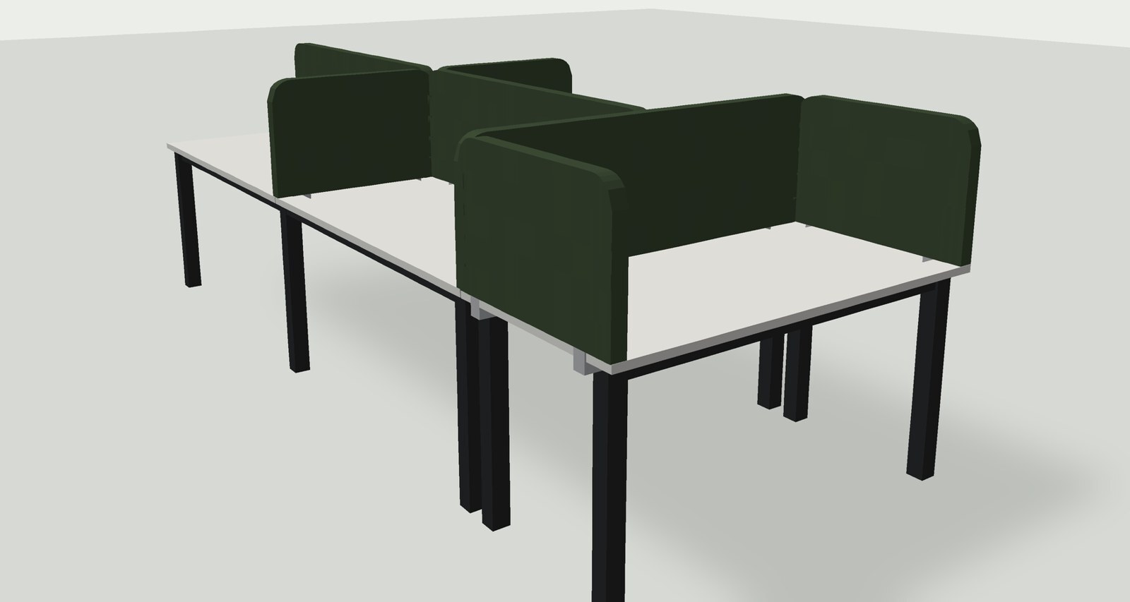 3D render of the Hush 50 bench desk screen layout for Totum Partners